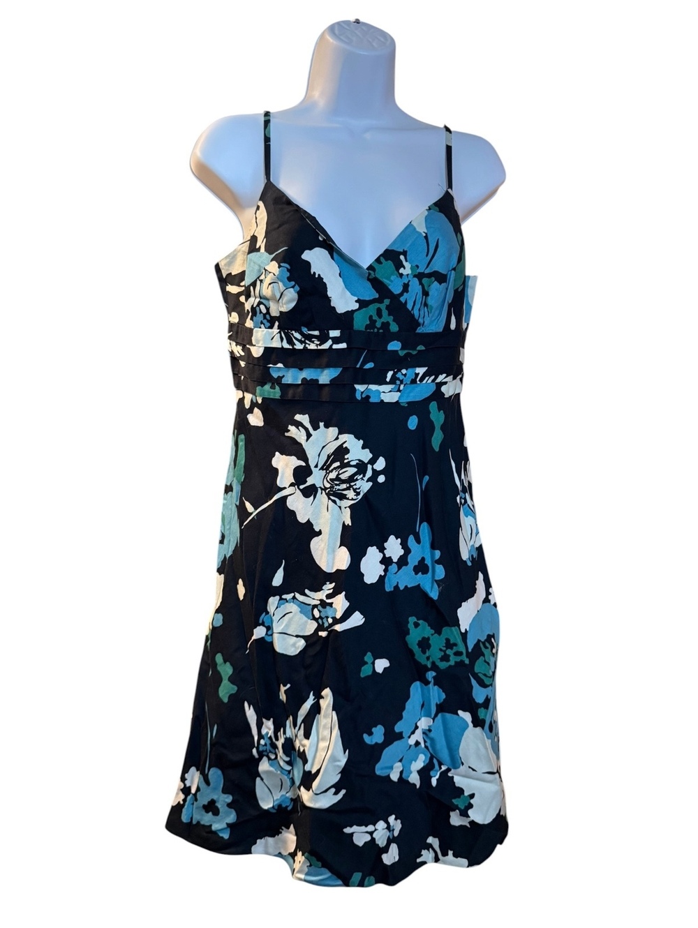Ann Taylor Blue Floral Spaghetti Strap Dress